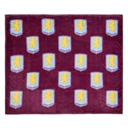 Aston Villa FC Fleece Multi Crest Blanket in Dark Red