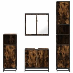 Berkfield Home 4¬†Piece Bathroom Furniture Set¬†Smoked Oak Engineered Wood in Brown - thumbnail 5