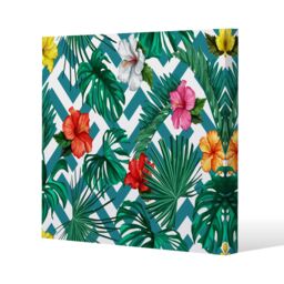 Benjamin Tate Design Tropical Leaves & Geometrics (Canvas Print) / 46 x 46 x 4cm in Natural - Size: 46 x 46 x 4 cm - thumbnail 1
