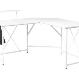 Wyld and Coco L Shaped Corner Desk White Wood Top Powder Coat Iron Legs Built - thumbnail 2