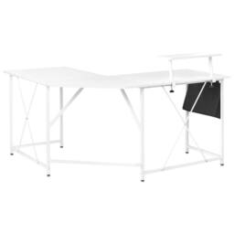 Wyld and Coco L Shaped Corner Desk White Wood Top Powder Coat Iron Legs Built - thumbnail 5