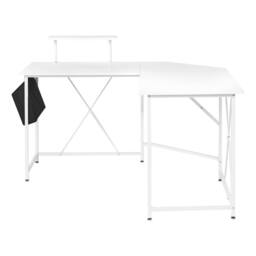 Wyld and Coco L Shaped Corner Desk White Wood Top Powder Coat Iron Legs Built - thumbnail 3