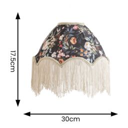 ValueLights Peony Scalloped Floral Fabric Classic Lamp Shade with Cream Tassels & LED Bulb - thumbnail 5