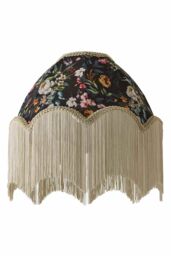 ValueLights Peony Scalloped Floral Fabric Classic Lamp Shade with Cream Tassels & LED Bulb - thumbnail 6