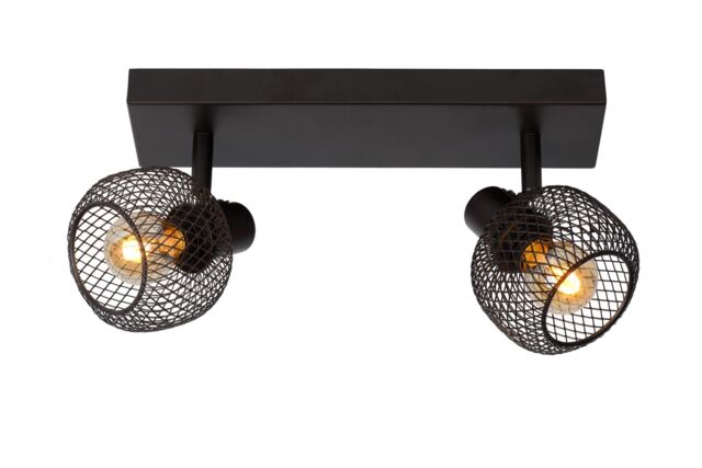 Lucide 'MAREN' Dimmable Rotatable Stylish Retro Twin Ceiling Spotlight 2xE14 in Black - image 1
