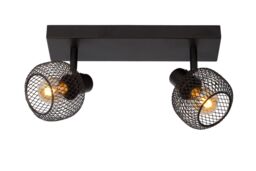 Lucide 'MAREN' Dimmable Rotatable Stylish Retro Twin Ceiling Spotlight 2xE14 in Black - thumbnail 1