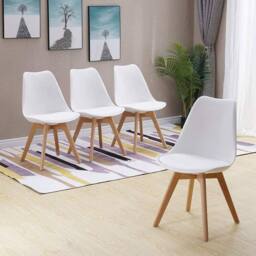 KOSY KOALA Dining Table & 4 Chairs Oak Effect Table With 4 White Plastic Chairs Dining Room Furniture in Brown - thumbnail 4