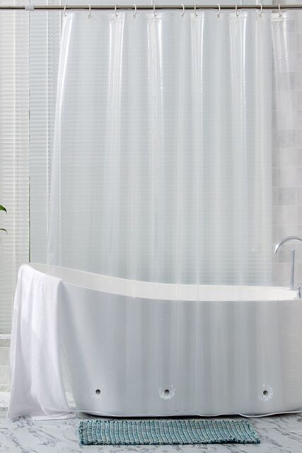 Neel Blue Transparent PEVA Shower Curtain with Bottom Magnet in Clear - Size: 180 cm width x 200 cm drop - image 1