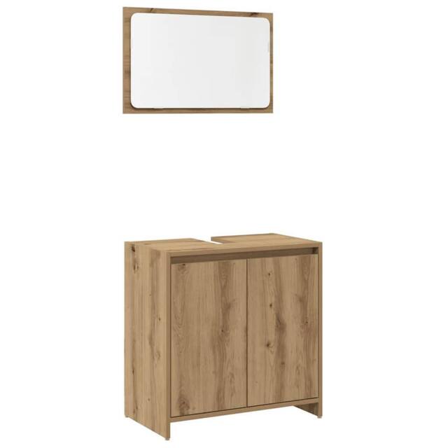 Berkfield Home 2 Piece Bathroom Furniture Set Artisan Oak Engineered Wood in Brown - image 1