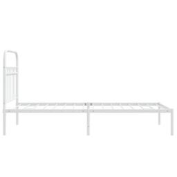 Berkfield Home Metal Bed Frame without Mattress with Headboard White 90x190cm - Size: 90x190 cm - thumbnail 5