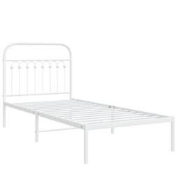 Berkfield Home Metal Bed Frame without Mattress with Headboard White 90x190cm - Size: 90x190 cm - thumbnail 3