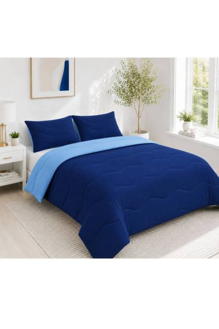 Ezysleep 10.5 Tog Soft Coverless Reversible Duvet Set with Pillowcase Cover in Blue - Size: Super King - image 1
