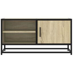 Berkfield Home TV Cabinet Sonoma Oak 80x34.5x40 cm Engineered Wood & Metal in Brown - thumbnail 4