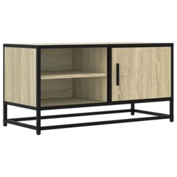 Berkfield Home TV Cabinet Sonoma Oak 80x34.5x40 cm Engineered Wood & Metal in Brown - thumbnail 2
