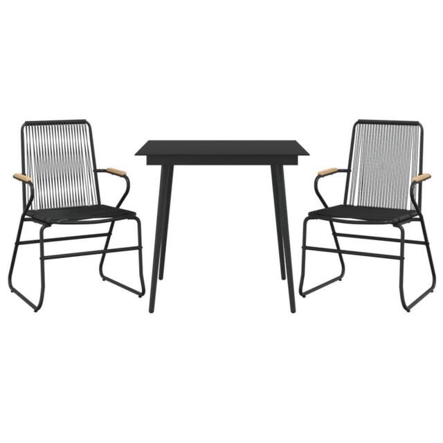 Berkfield Home Beautiful 3 Piece Garden Dining Set Black PVC Rattan - image 1
