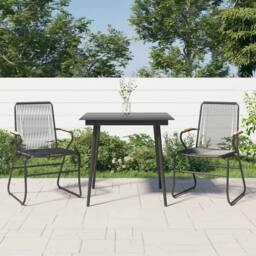 Berkfield Home Beautiful 3 Piece Garden Dining Set Black PVC Rattan - thumbnail 2