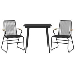 Berkfield Home Beautiful 3 Piece Garden Dining Set Black PVC Rattan - thumbnail 1