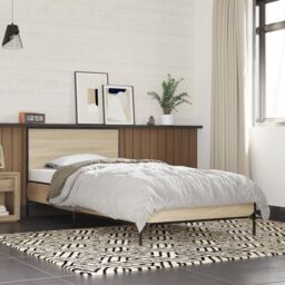 Berkfield Home Bed Frame without Mattress Sonoma Oak 75x190 cm Small Single in Brown - thumbnail 1