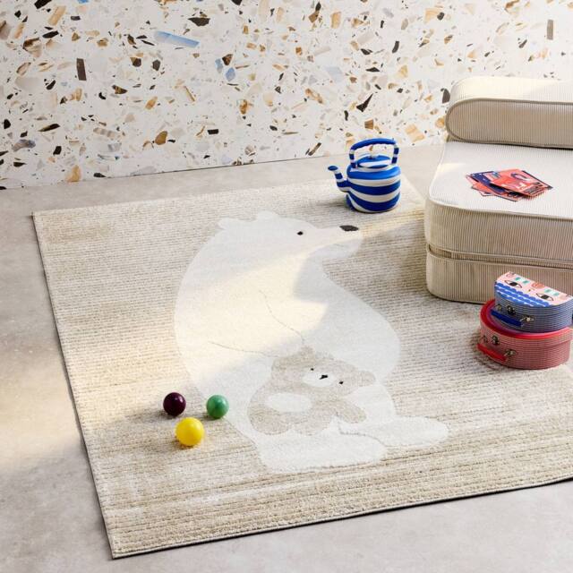 sweeek Beige Rug Teddy Bear Print in Cream - Size: 80 cm x 150 cm - image 1