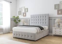"Sloomy Berlin Plush Divan Base No Drawers - 54"" Headboard & 12"" Footboard in Silver - Size: Small Single" - thumbnail 3