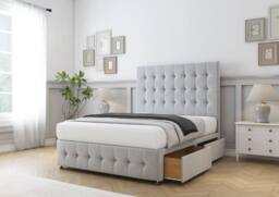 "Sloomy Berlin Plush Divan Base No Drawers - 54"" Headboard & 12"" Footboard in Silver - Size: Small Single" - thumbnail 4