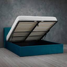 Lemon Pavilion Furniture Berlin Kingsize Bed - Velvet - L210 x W168 x H87 cm - Teal in Blue - Size: King - thumbnail 3