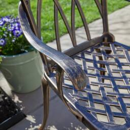 Home Source Brown Bistro Set Outdoor Garden Patio Lattice Table 2 Chairs Aluminium - thumbnail 8
