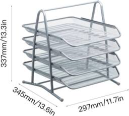 MANTRARAJ 4 Tier Letter Tray A4 Mesh Filing Trays Holder in Metallic Silver - thumbnail 5
