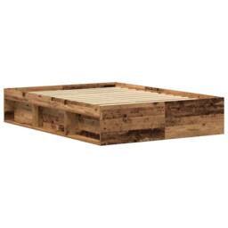 Berkfield Home Durable Bed Frame without Mattress Old Wood 135x190 cm Engineered Wood in Brown - thumbnail 4