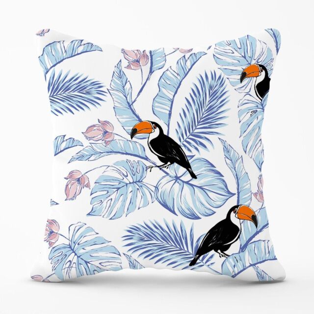 Warren Reed - Designer Tropical Toucan Outdoor Cushion in Blue - Size: 60 cm x 60 cm - image 1