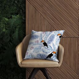 Warren Reed - Designer Tropical Toucan Outdoor Cushion in Blue - Size: 60 cm x 60 cm - thumbnail 2