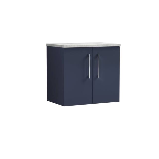 Balterley Level 600mm Wall Hung 2 Door Unit & Laminate Worktop - Midnight Blue - image 1