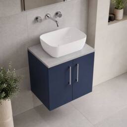 Balterley Level 600mm Wall Hung 2 Door Unit & Laminate Worktop - Midnight Blue - thumbnail 3