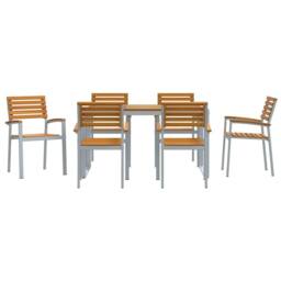 Berkfield Home Modern 7 Piece Garden Dining Set Solid Wood Acacia & Metal in Grey - thumbnail 7