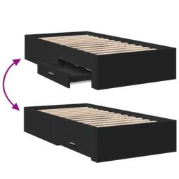 Berkfield Home Modern Bed Frame with Drawers without Mattress Black 75x190 cm Sm - Size: Small Single - thumbnail 7