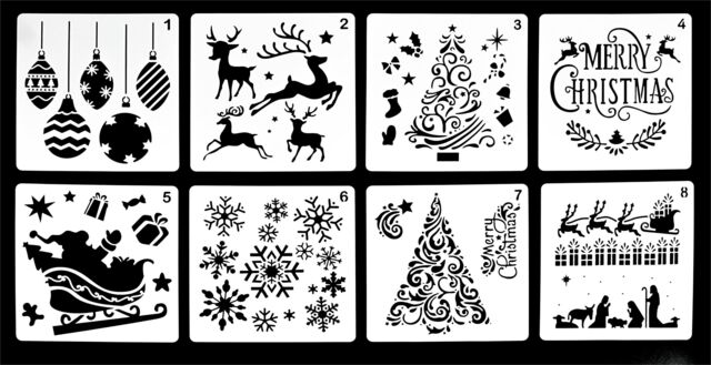 Xmas Haus Festive Stencil Pack of 8 in White