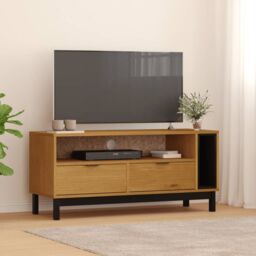 Berkfield Home TV Cabinet FLAM 110x40x50 cm Solid Wood Pine in Brown - Size: 110 x 40 x 50 cm