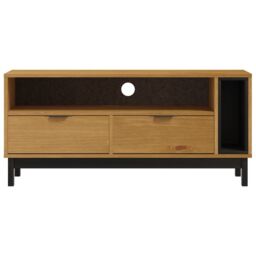 Berkfield Home TV Cabinet FLAM 110x40x50 cm Solid Wood Pine in Brown - Size: 110 x 40 x 50 cm - thumbnail 5