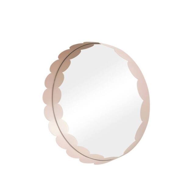 Melody Maison Light Pink Scallop Framed Round Mirror - 50cm X 50cm in Baby Pink - Size: 50 cm X 50 cm - image 1