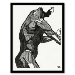 Artery8 Reijer Stolk Anatomical Study Of a Mans Lateral Muscles Framed Art in White - Size: A3 - thumbnail 1