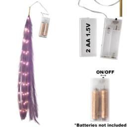 Shatchi 110cm Prelit Pampas Grass Hanging Decoration with Warm White LEDs in Purple - thumbnail 2