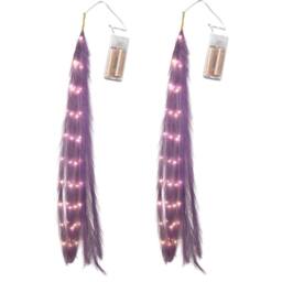 Shatchi 110cm Prelit Pampas Grass Hanging Decoration with Warm White LEDs in Purple - thumbnail 6