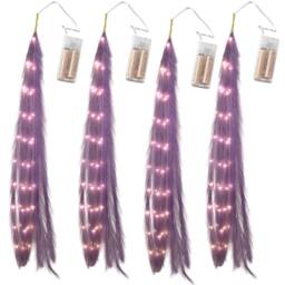 Shatchi 110cm Prelit Pampas Grass Hanging Decoration with Warm White LEDs in Purple - thumbnail 5