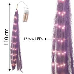 Shatchi 110cm Prelit Pampas Grass Hanging Decoration with Warm White LEDs in Purple - thumbnail 3