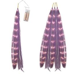 Shatchi 110cm Prelit Pampas Grass Hanging Decoration with Warm White LEDs in Purple - thumbnail 1