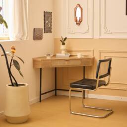 Nordlys Wooden Corner Desk with 1 Drawer in Light Brown - thumbnail 2