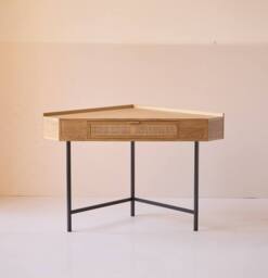 Nordlys Wooden Corner Desk with 1 Drawer in Light Brown - thumbnail 6