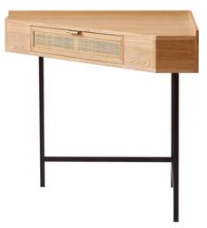 Nordlys Wooden Corner Desk with 1 Drawer in Light Brown