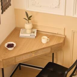 Nordlys Wooden Corner Desk with 1 Drawer in Light Brown - thumbnail 7