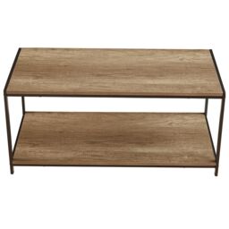 House of Home Coffee Table Rustic Wooden Light Brown Grain Finish Living Room Storage Shelf 2 Tier in Grey - thumbnail 6